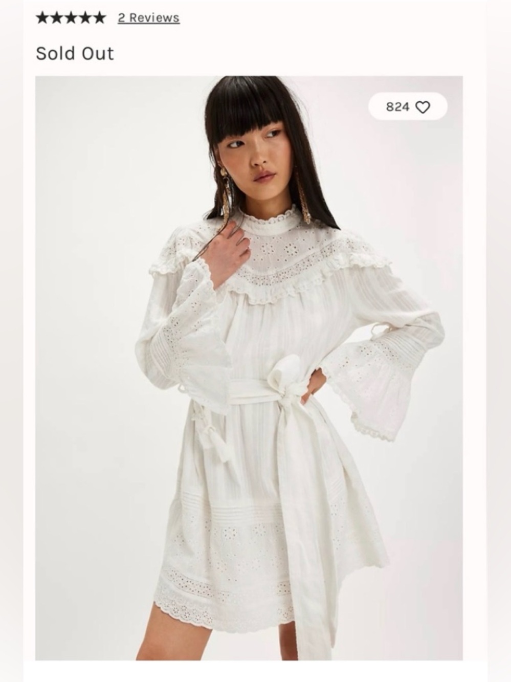 Spell x Free People Whimsy Garden Lace White Eyelet Tie-Waist Mini Dress - Picture 6 of 12
